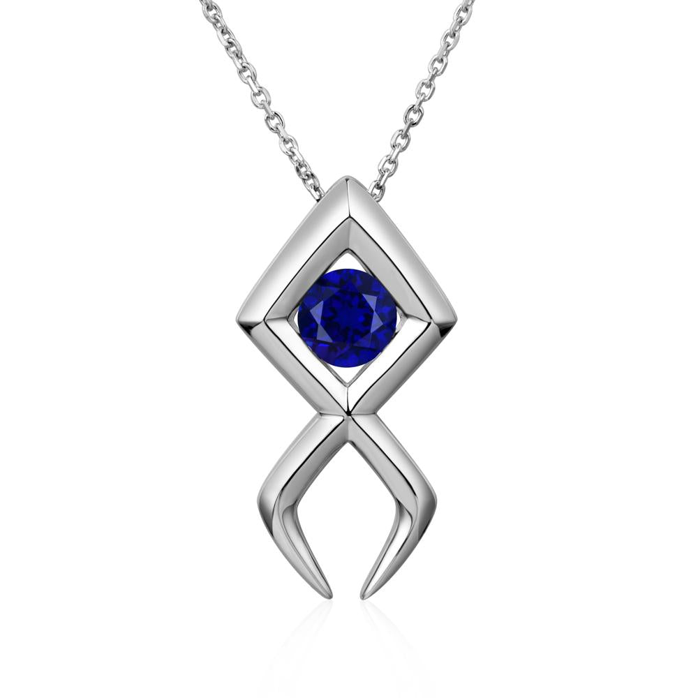 Jesus Fish Sapphire Necklace - LUO Jewelry #metal_sterling silver