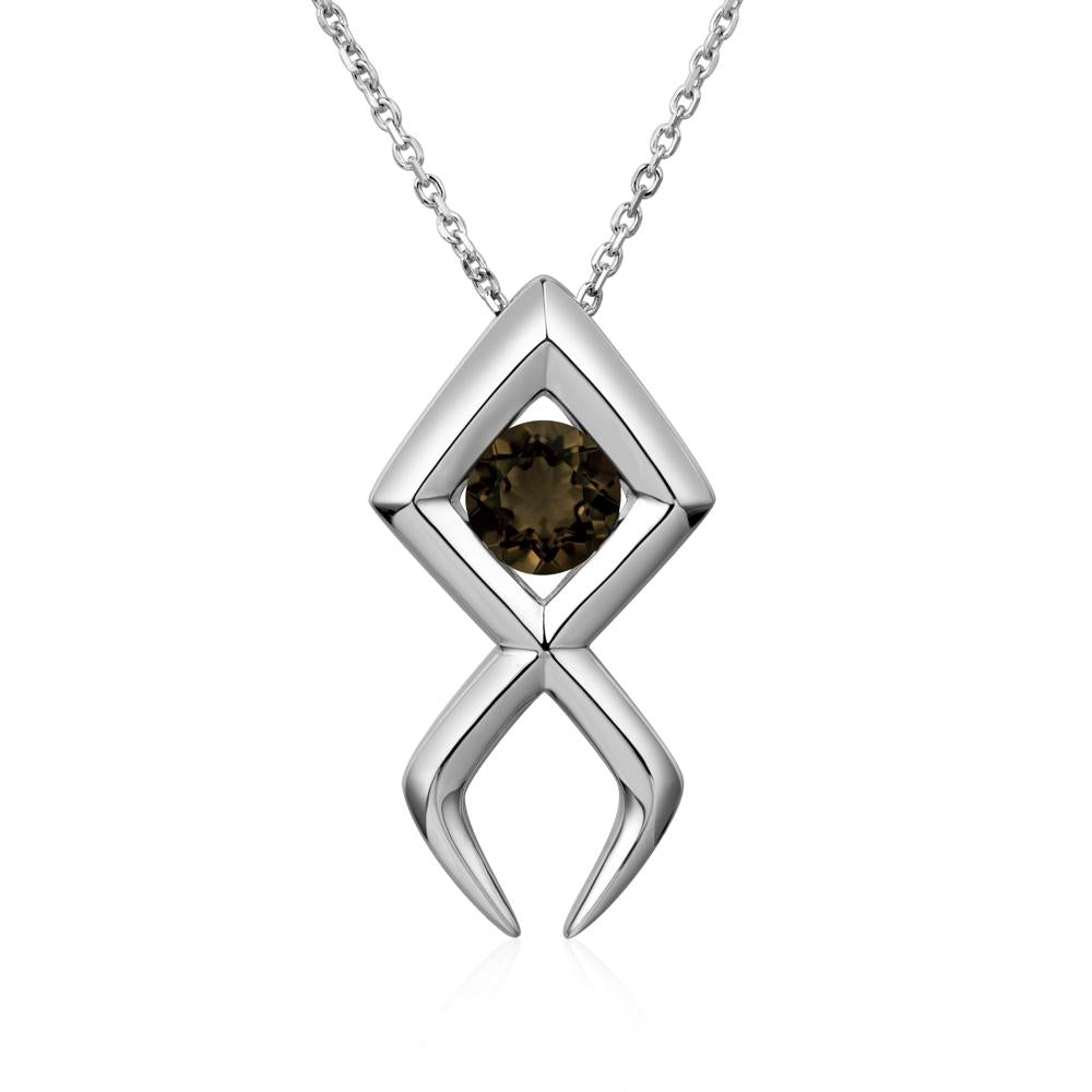 Jesus Fish Smoky Quartz Necklace - LUO Jewelry #metal_sterling silver