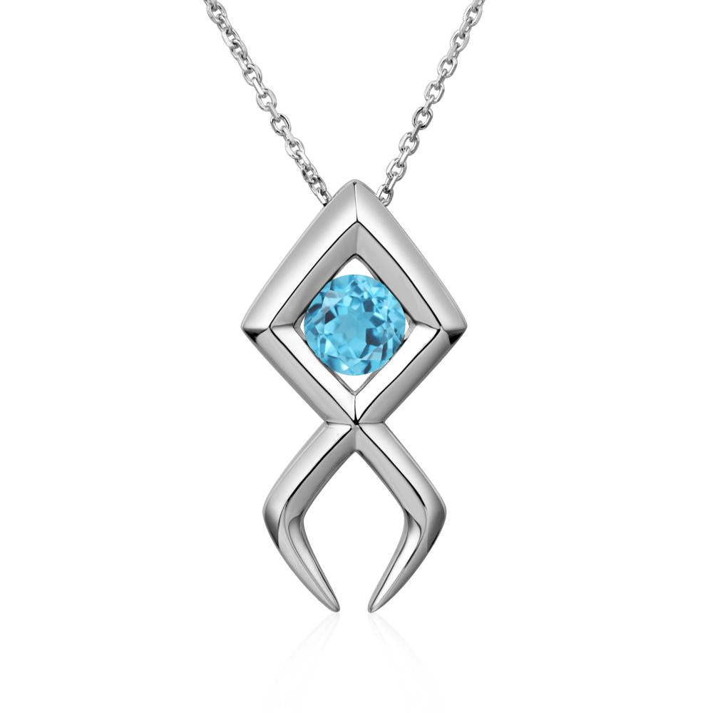 Jesus Fish Swiss Blue Topaz Necklace - LUO Jewelry #metal_sterling silver