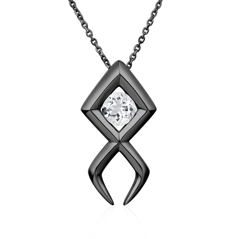 Jesus Fish White Topaz Necklace - LUO Jewelry #metal_black finish sterling silver