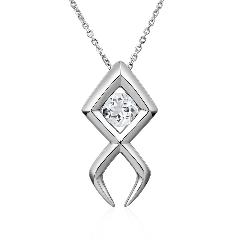 Jesus Fish White Topaz Necklace - LUO Jewelry #metal_sterling silver