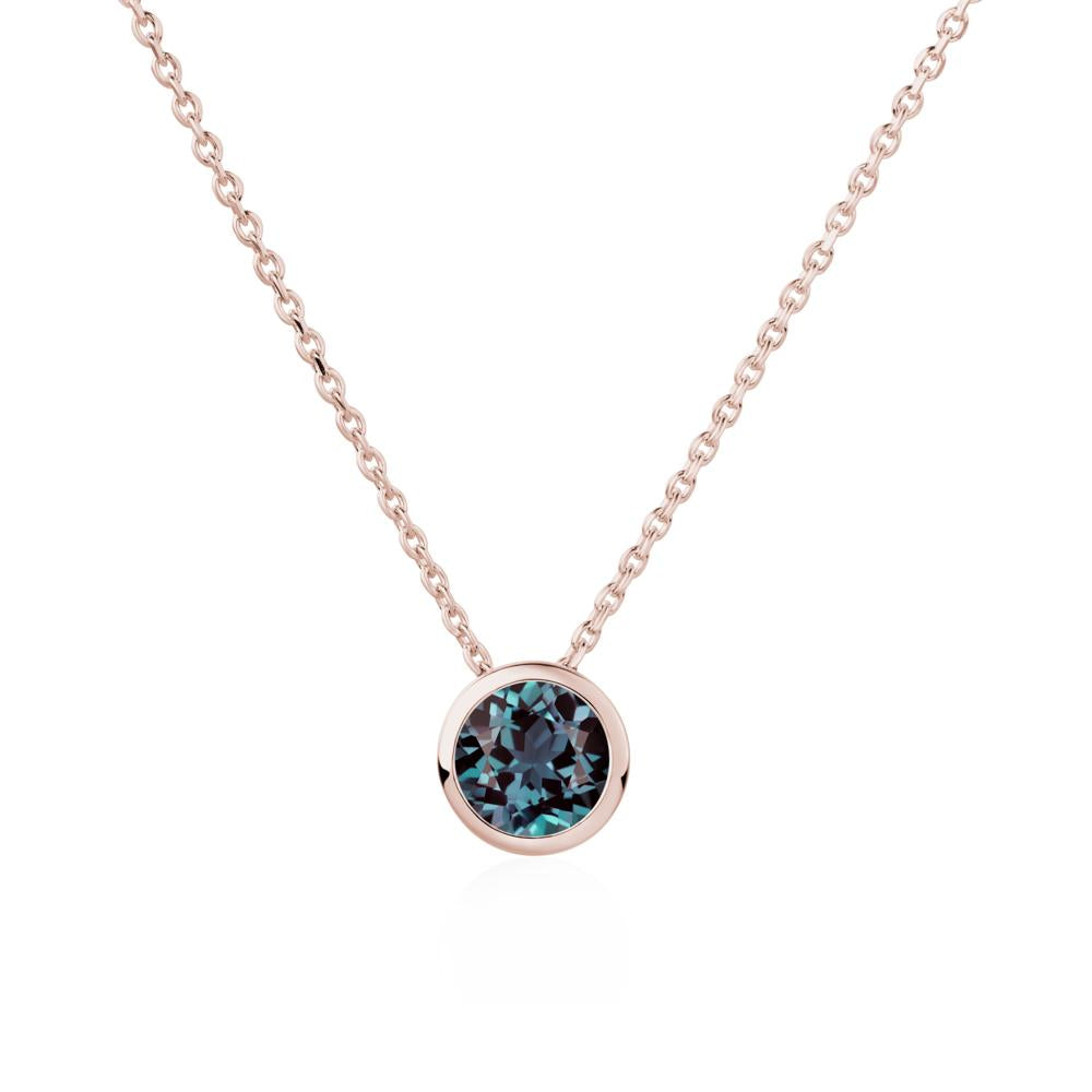 Alexandrite Bezel Solitaire Necklace - LUO Jewelry #metal_14k rose gold