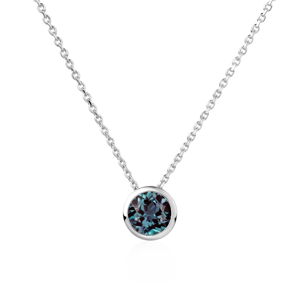 Alexandrite Bezel Solitaire Necklace - LUO Jewelry #metal_14k white gold