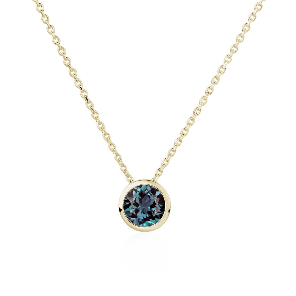 Alexandrite Bezel Solitaire Necklace - LUO Jewelry #metal_14k yellow gold