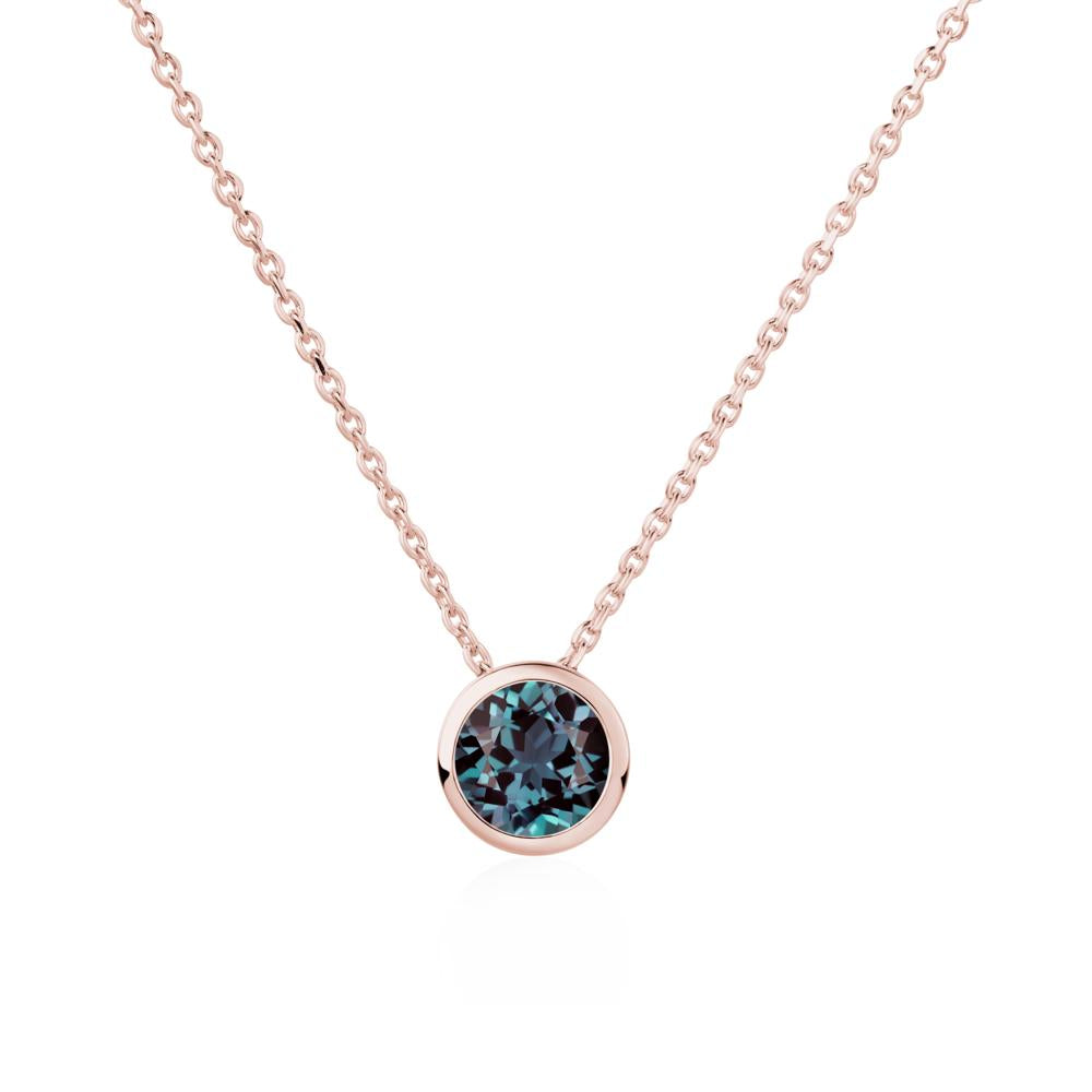 Alexandrite Bezel Solitaire Necklace - LUO Jewelry #metal_18k rose gold