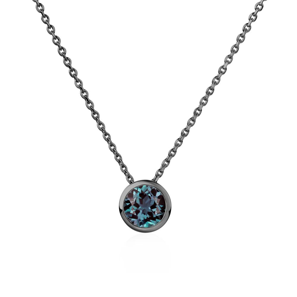 Alexandrite Bezel Solitaire Necklace - LUO Jewelry #metal_black finish sterling silver