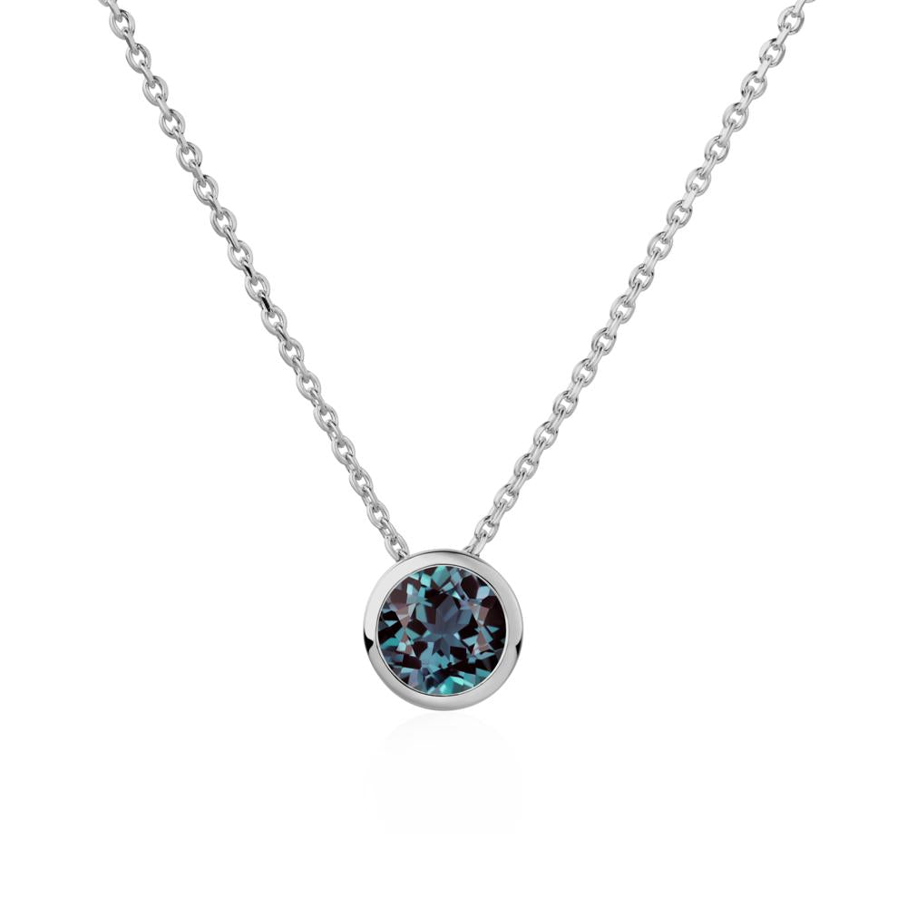 Alexandrite Bezel Solitaire Necklace - LUO Jewelry #metal_platinum