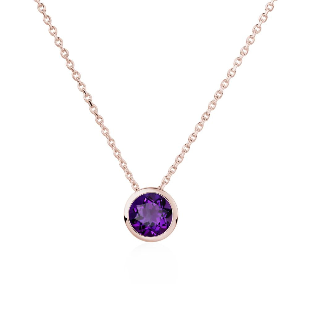 Amethyst Bezel Solitaire Necklace - LUO Jewelry #metal_14k rose gold