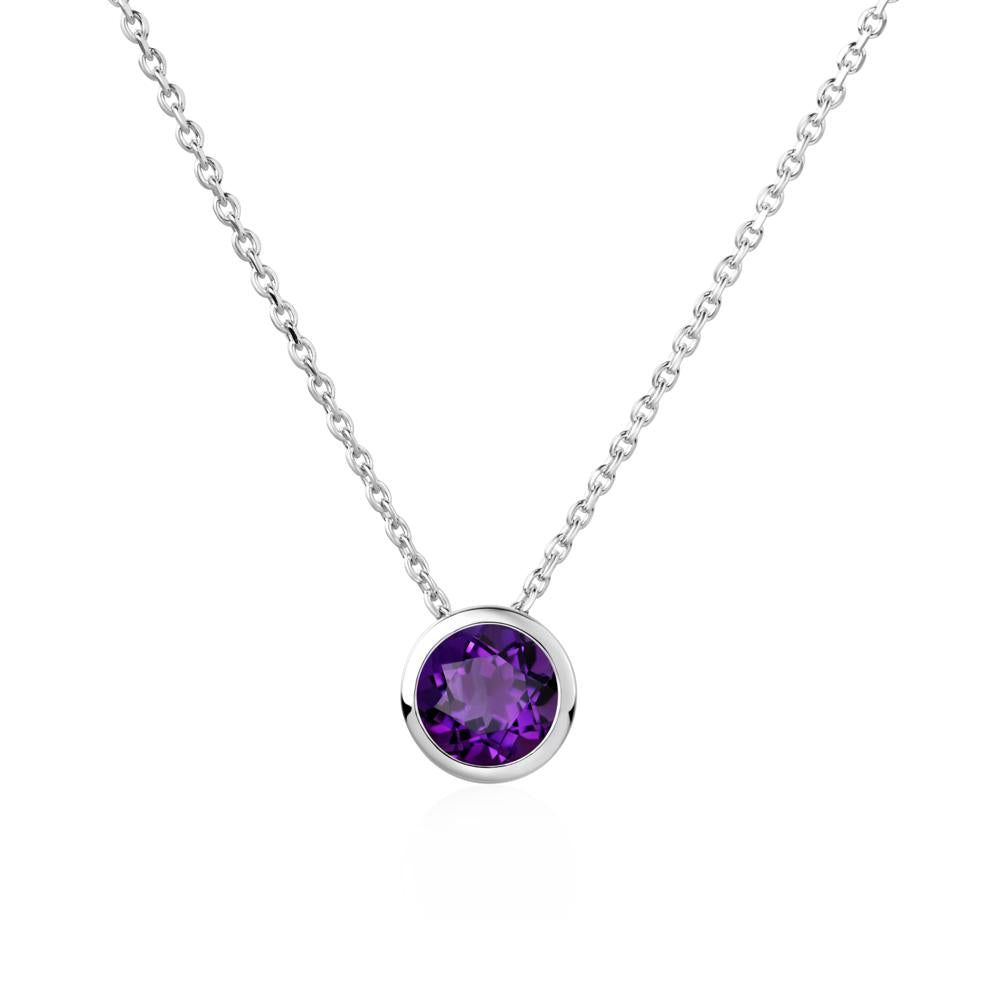 Amethyst Bezel Solitaire Necklace - LUO Jewelry #metal_14k white gold