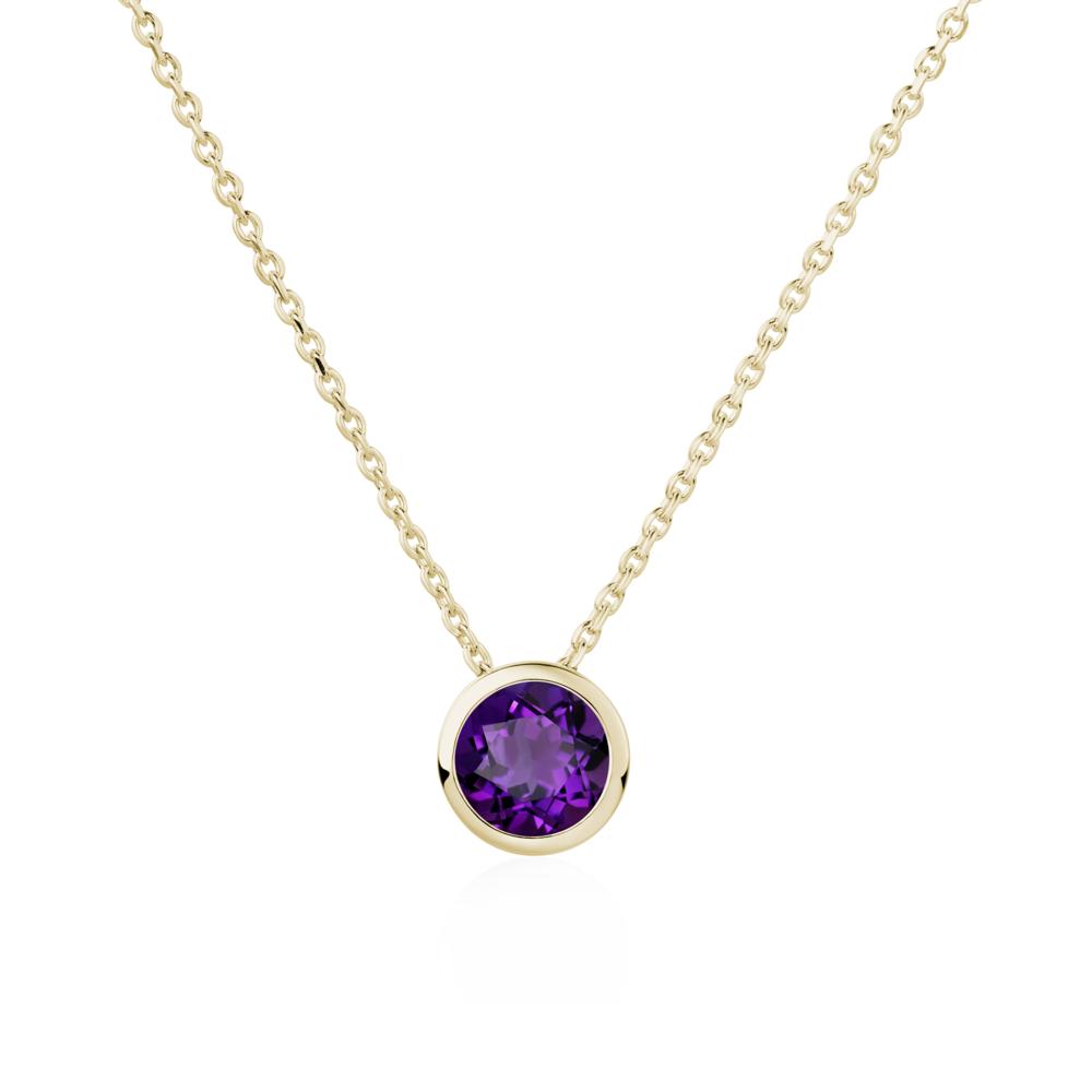 Amethyst Bezel Solitaire Necklace - LUO Jewelry #metal_14k yellow gold