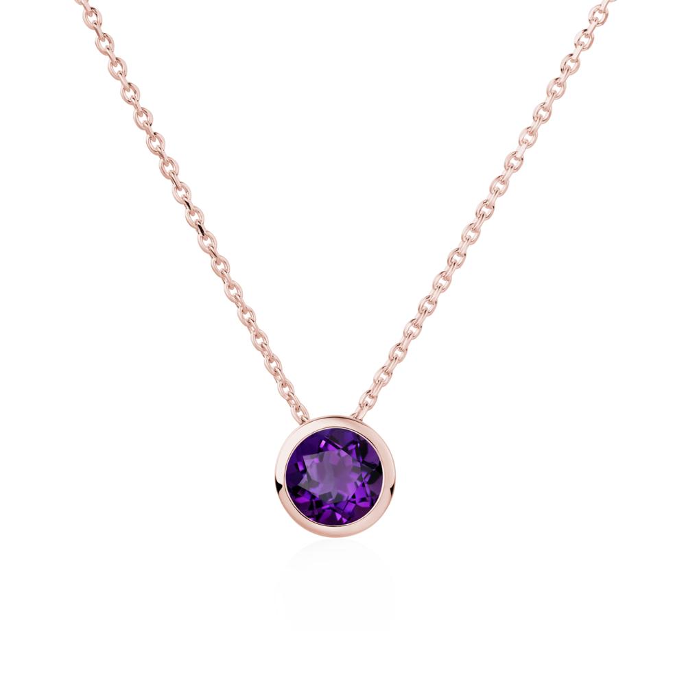 Amethyst Bezel Solitaire Necklace - LUO Jewelry #metal_18k rose gold