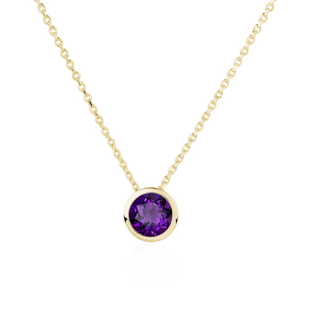 Amethyst Bezel Solitaire Necklace - LUO Jewelry #metal_18k yellow gold