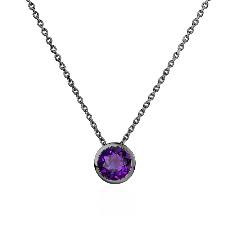 Amethyst Bezel Solitaire Necklace - LUO Jewelry #metal_black finish sterling silver