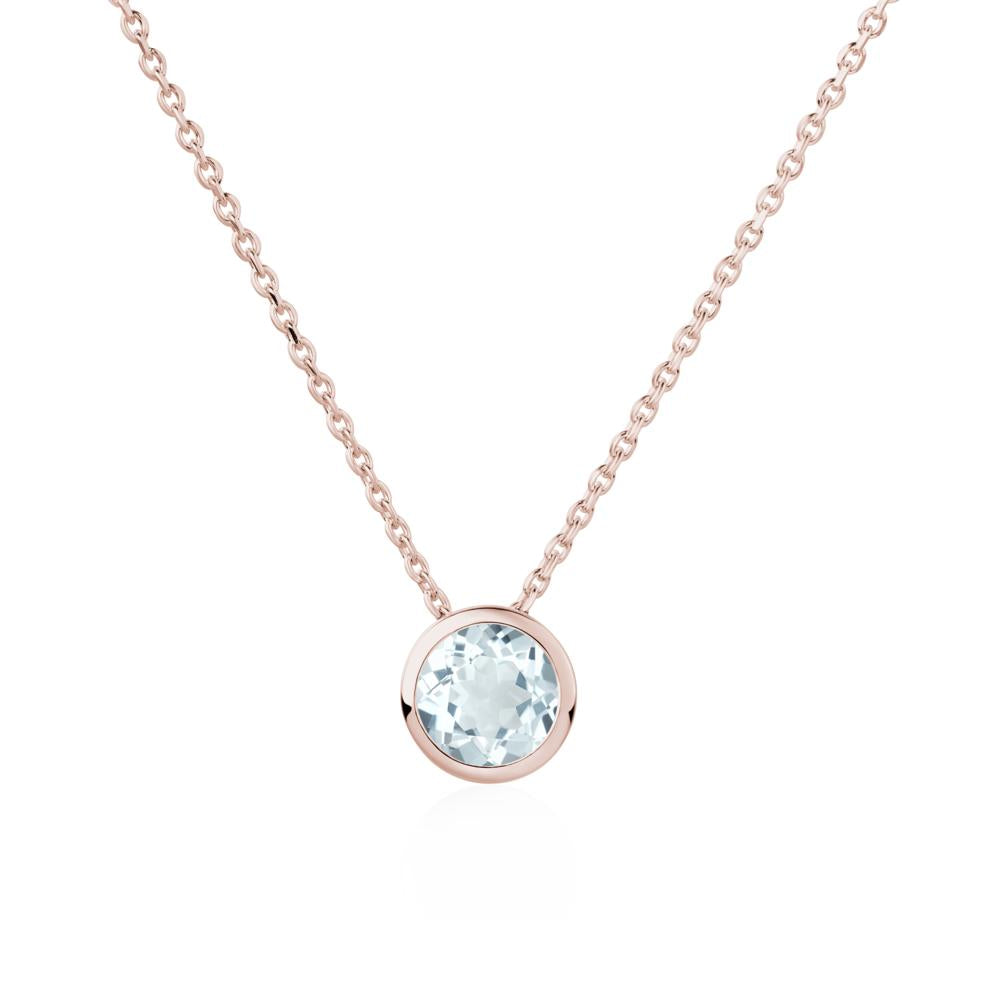 Aquamarine Bezel Solitaire Necklace - LUO Jewelry #metal_14k rose gold