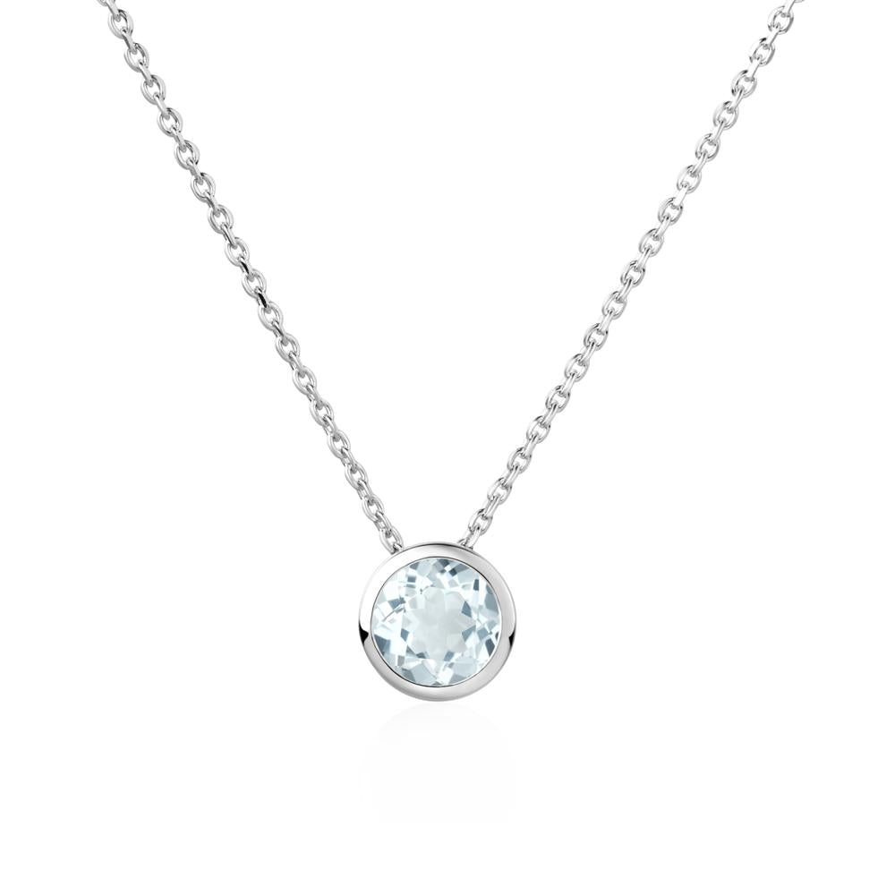 Aquamarine Bezel Solitaire Necklace - LUO Jewelry #metal_14k white gold