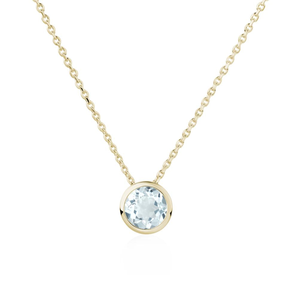 Aquamarine Bezel Solitaire Necklace - LUO Jewelry #metal_14k yellow gold