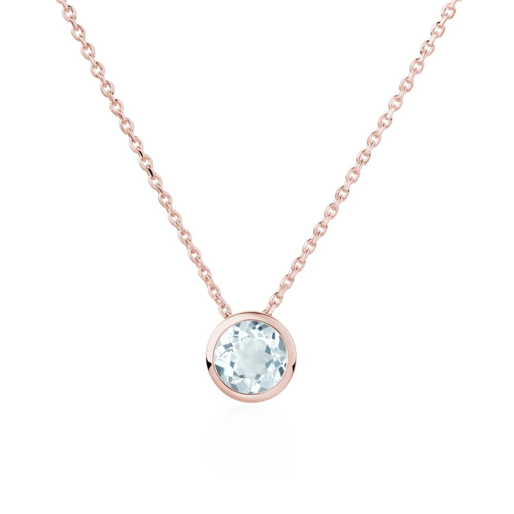 Aquamarine Bezel Solitaire Necklace - LUO Jewelry #metal_18k rose gold