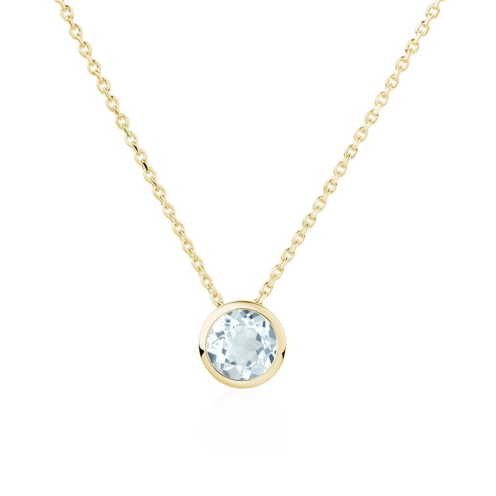 Aquamarine Bezel Solitaire Necklace - LUO Jewelry #metal_18k yellow gold