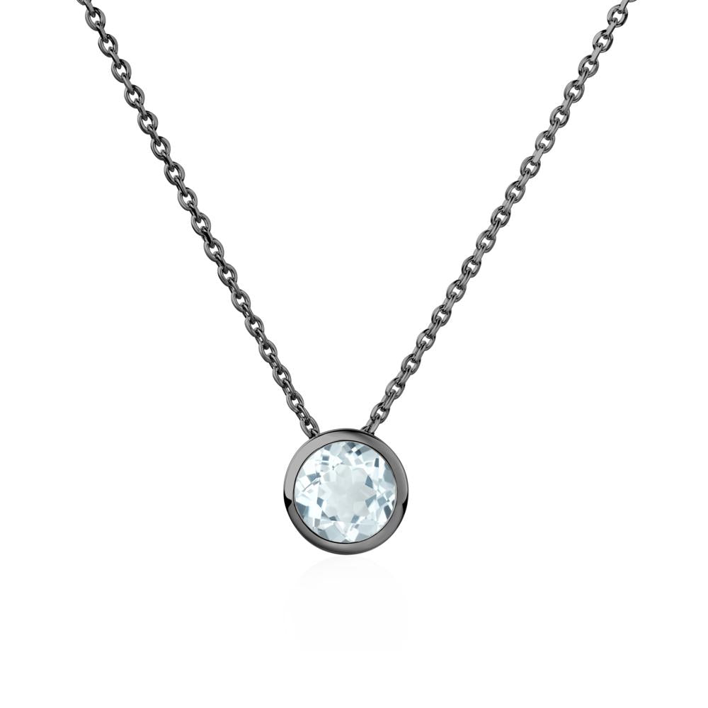 Aquamarine Bezel Solitaire Necklace - LUO Jewelry #metal_black finish sterling silver