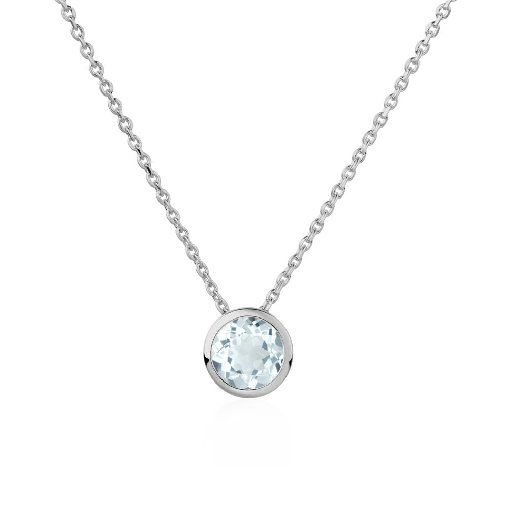 Aquamarine Bezel Solitaire Necklace - LUO Jewelry #metal_platinum