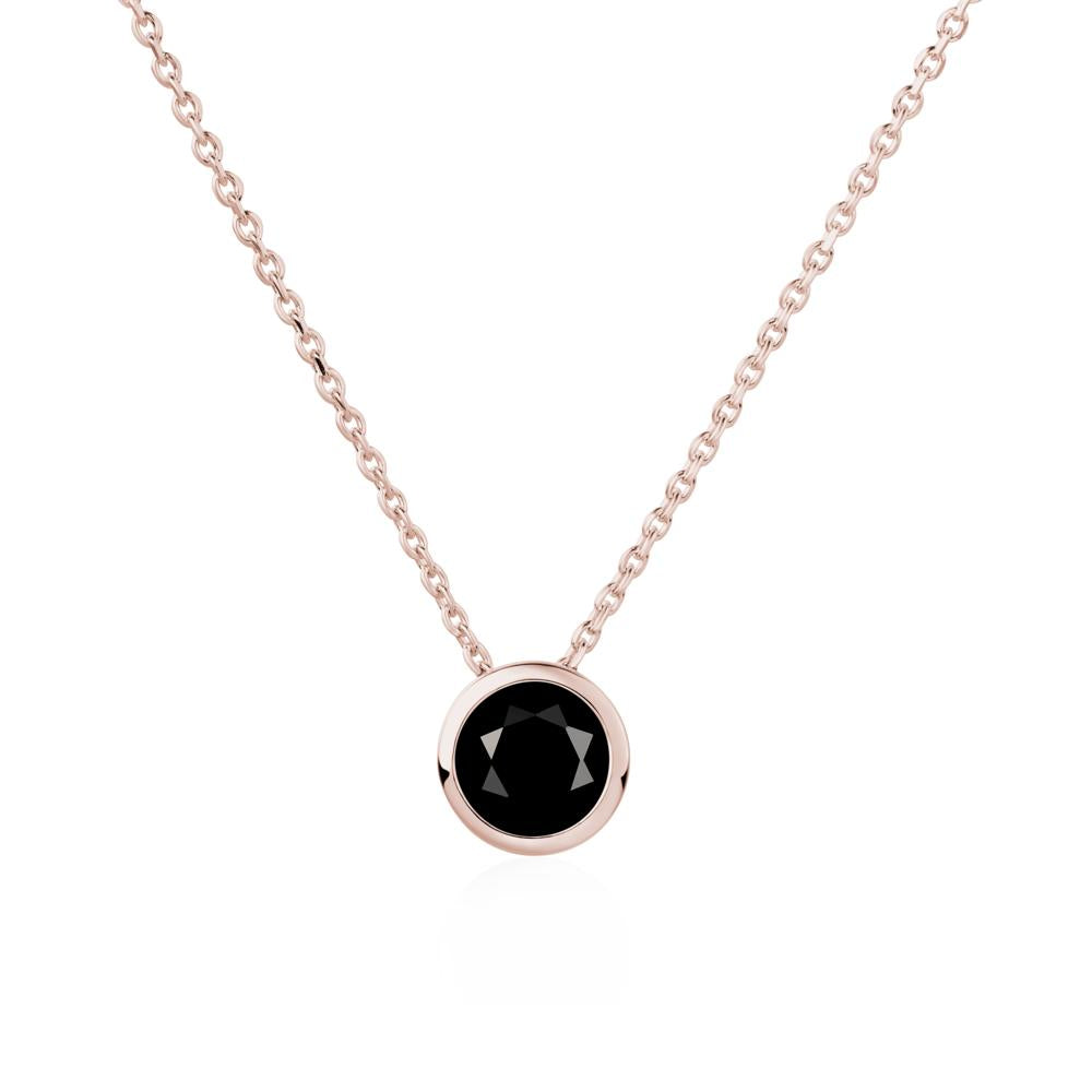 Black Spinel Bezel Solitaire Necklace - LUO Jewelry #metal_14k rose gold