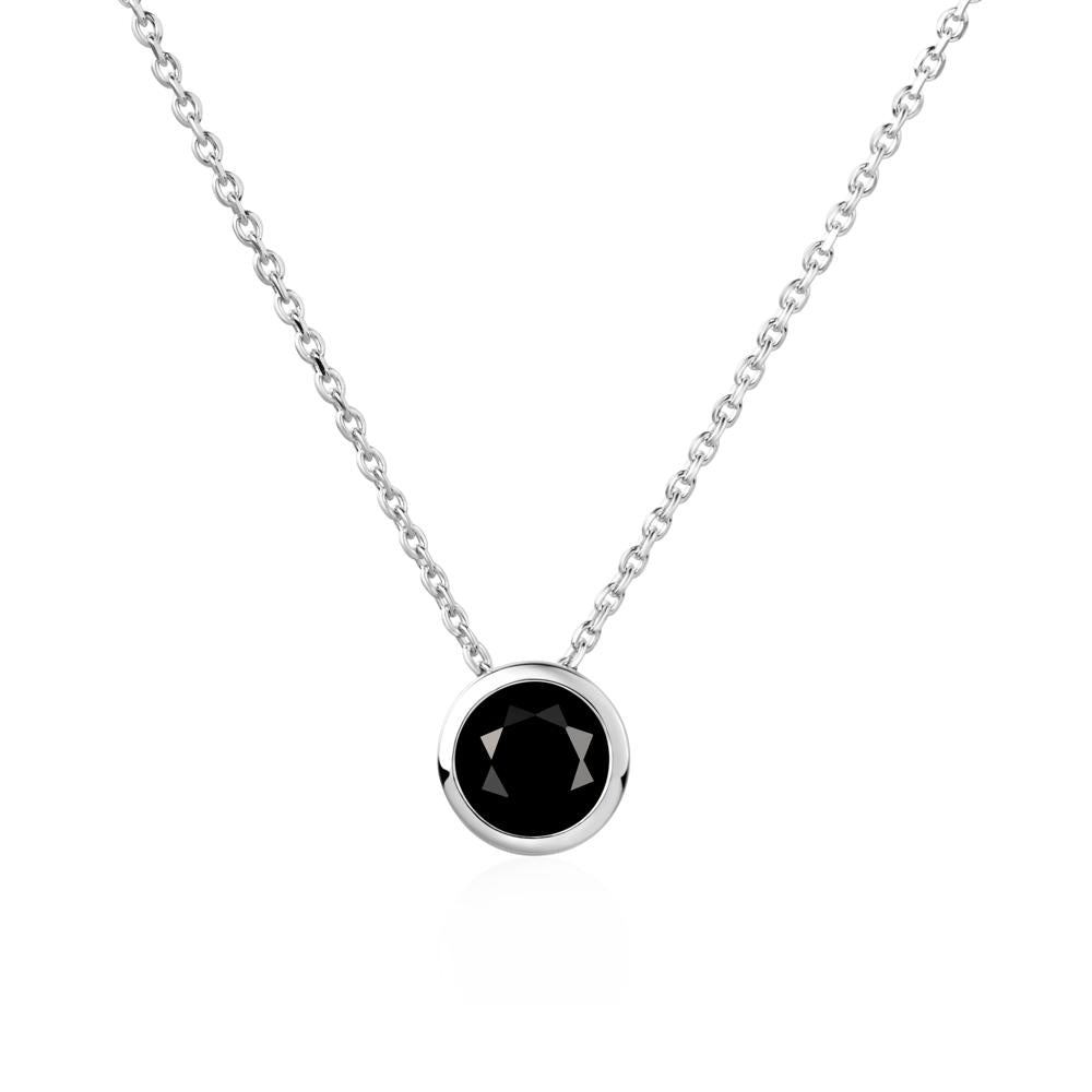 Black Spinel Bezel Solitaire Necklace - LUO Jewelry #metal_14k white gold