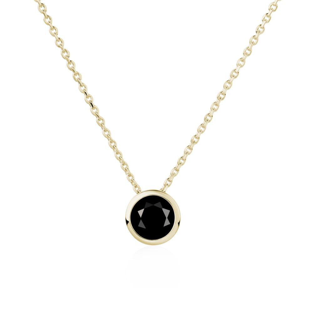 Black Spinel Bezel Solitaire Necklace - LUO Jewelry #metal_14k yellow gold