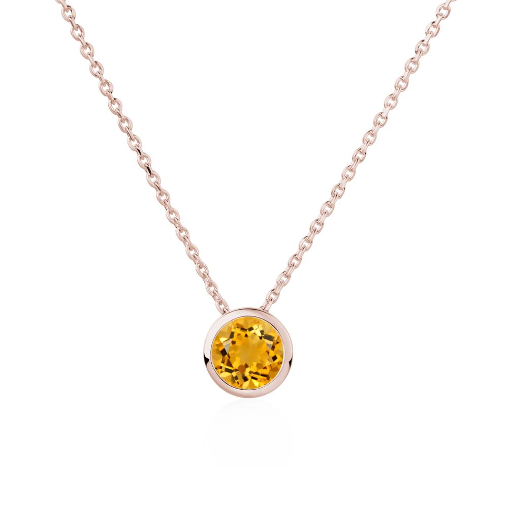 Citrine Bezel Solitaire Necklace - LUO Jewelry #metal_14k rose gold