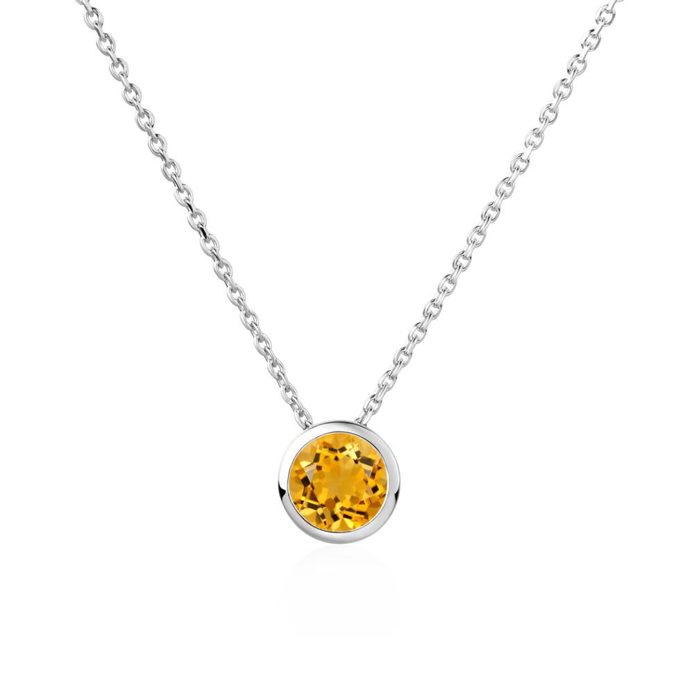 Citrine Bezel Solitaire Necklace - LUO Jewelry #metal_14k white gold