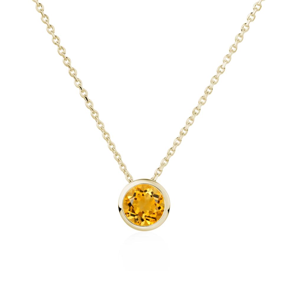 Citrine Bezel Solitaire Necklace - LUO Jewelry #metal_14k yellow gold