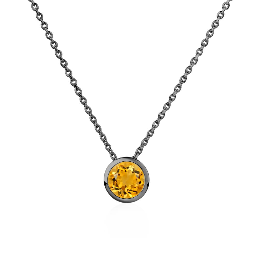 Citrine Bezel Solitaire Necklace - LUO Jewelry #metal_black finish sterling silver