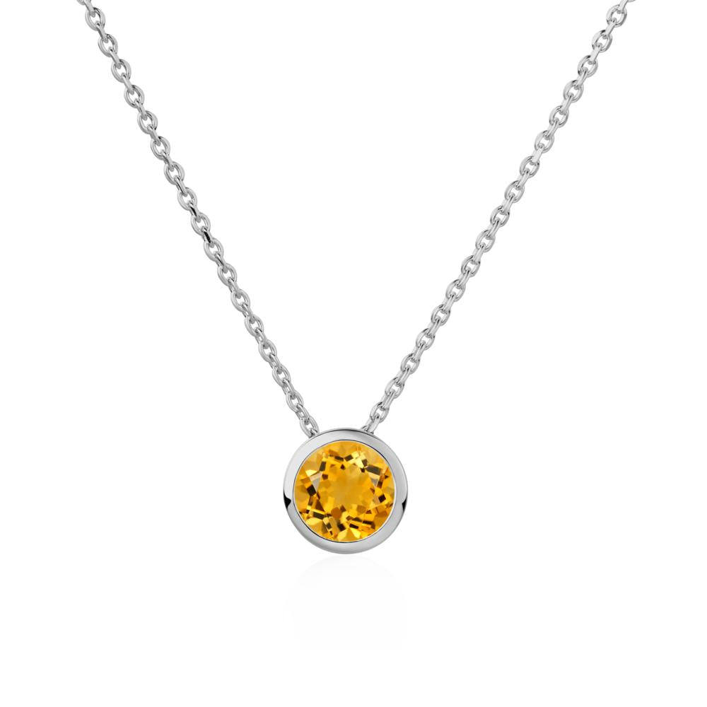 Citrine Bezel Solitaire Necklace - LUO Jewelry #metal_platinum