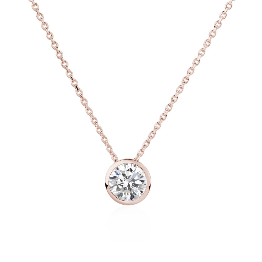 Cubic Zirconia Bezel Solitaire Necklace - LUO Jewelry #metal_14k rose gold