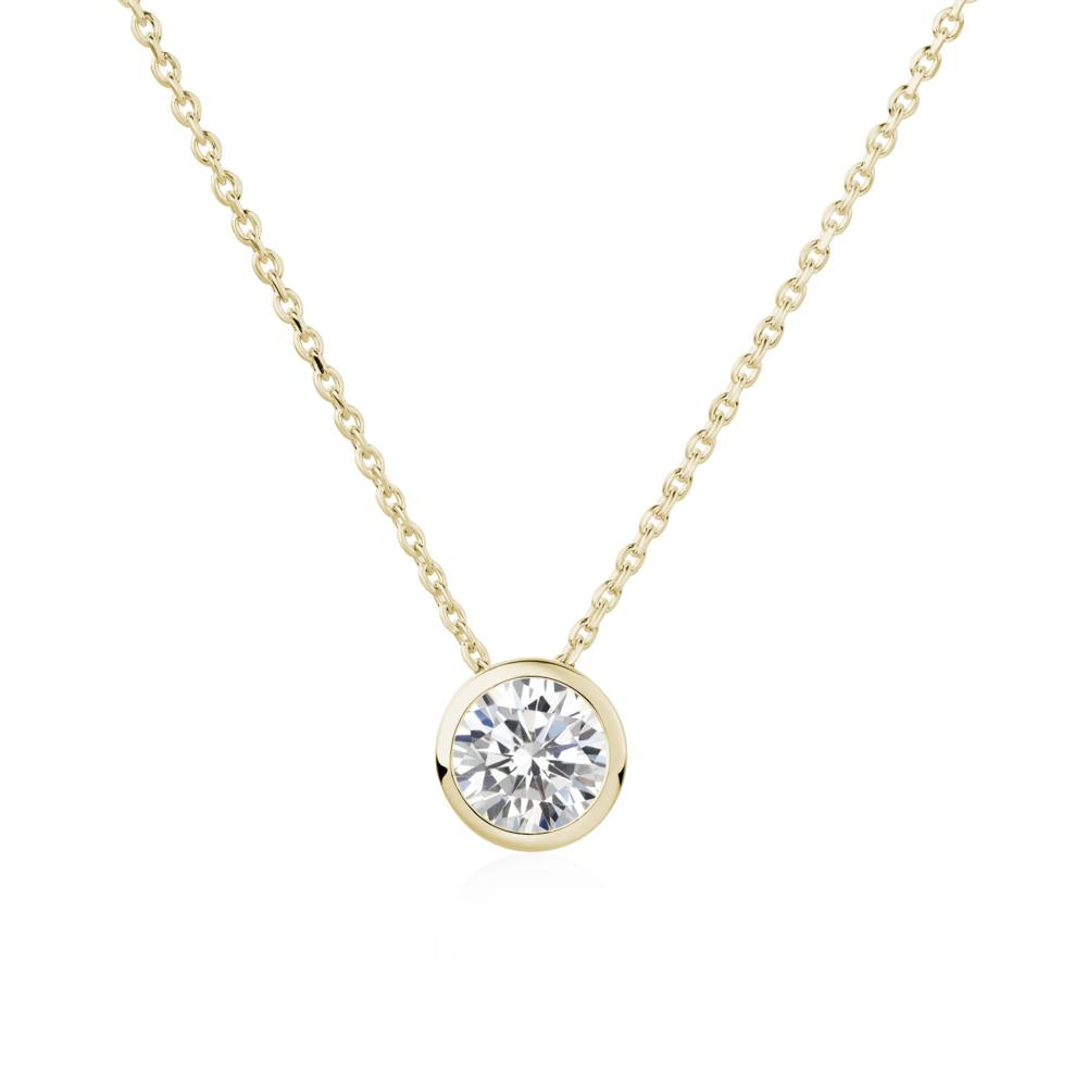 Cubic Zirconia Bezel Solitaire Necklace - LUO Jewelry #metal_14k yellow gold