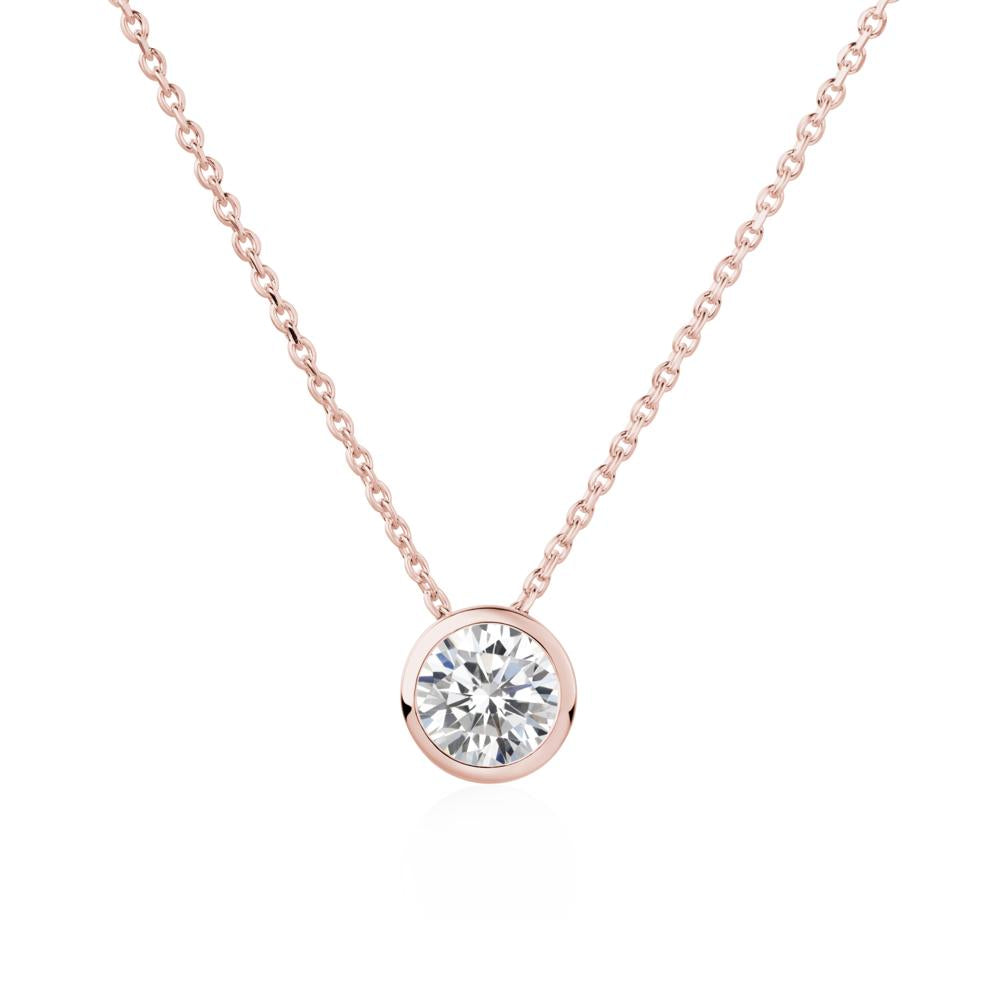 Cubic Zirconia Bezel Solitaire Necklace - LUO Jewelry #metal_18k rose gold