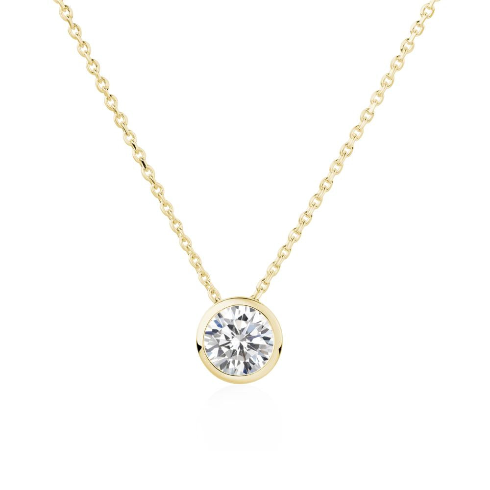 Cubic Zirconia Bezel Solitaire Necklace - LUO Jewelry #metal_18k yellow gold