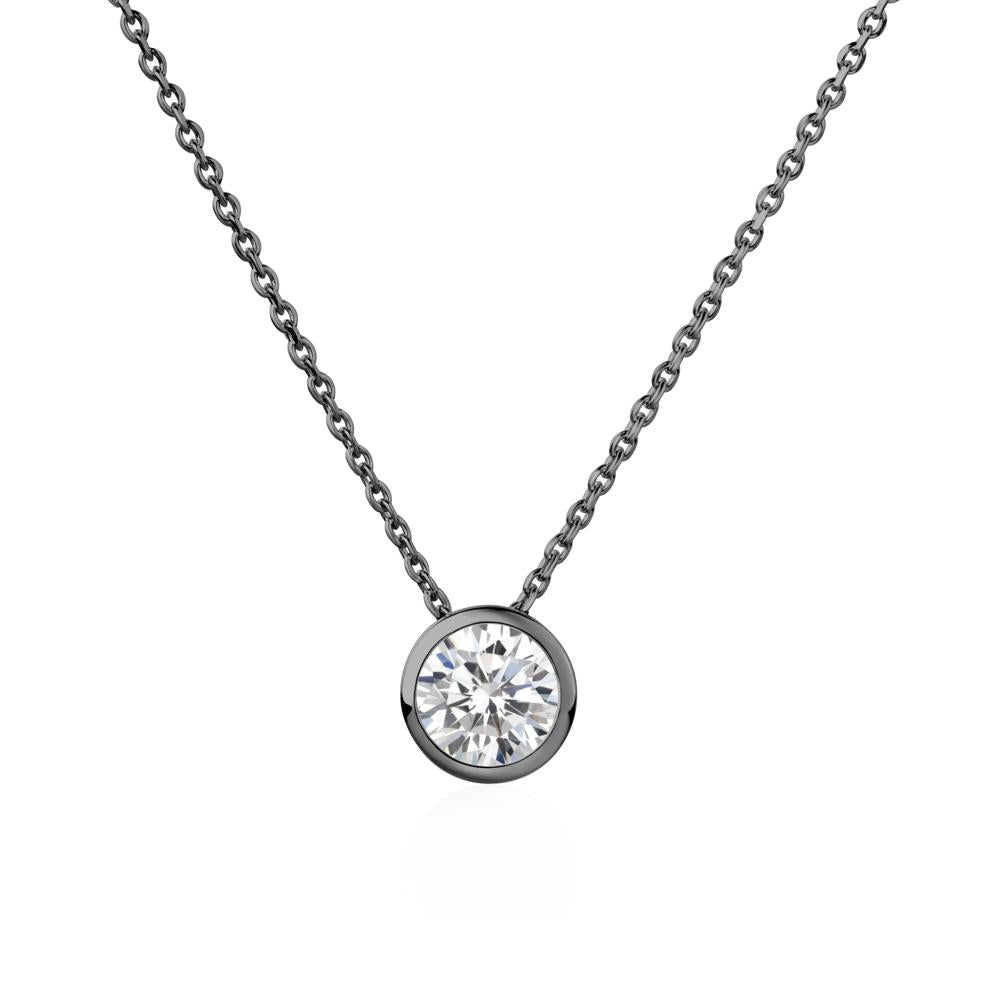 Cubic Zirconia Bezel Solitaire Necklace - LUO Jewelry #metal_black finish sterling silver