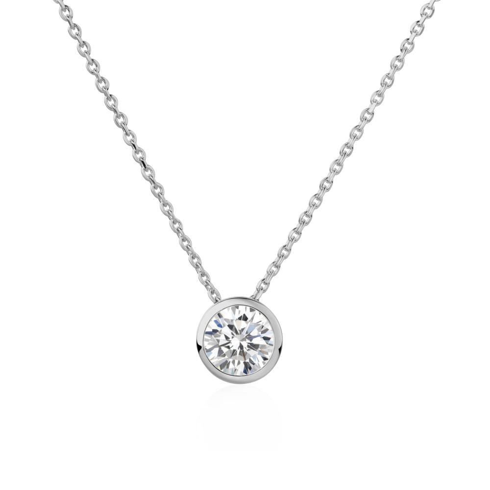 Cubic Zirconia Bezel Solitaire Necklace - LUO Jewelry #metal_platinum