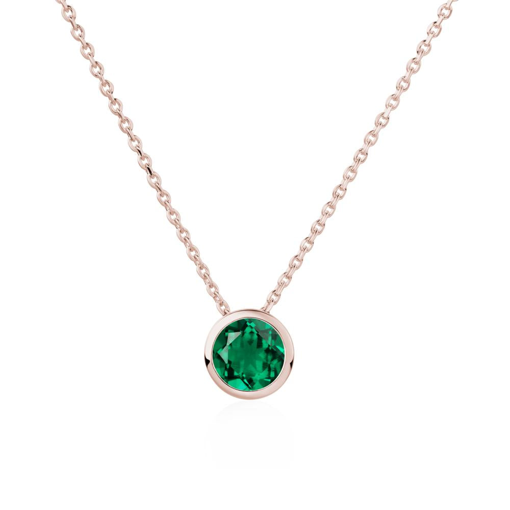 Emerald Bezel Solitaire Necklace - LUO Jewelry #metal_14k rose gold