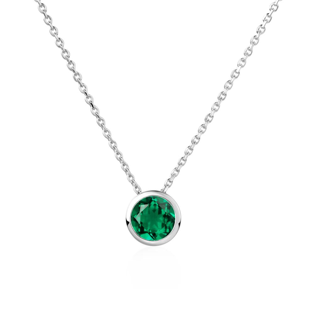 Emerald Bezel Solitaire Necklace - LUO Jewelry #metal_14k white gold