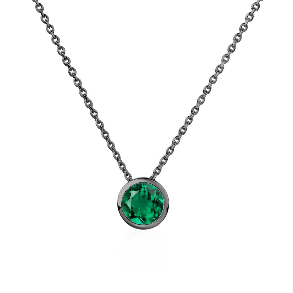 Emerald Bezel Solitaire Necklace - LUO Jewelry #metal_black finish sterling silver