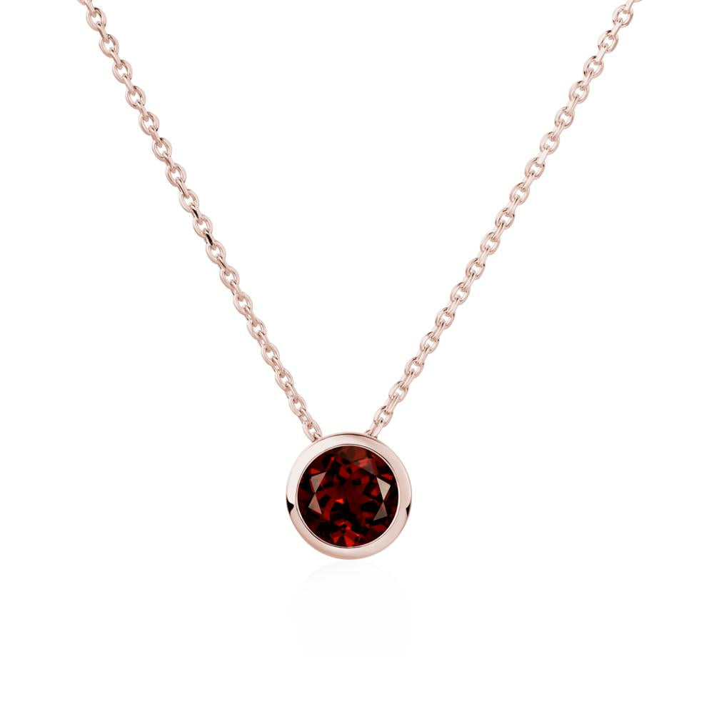 Garnet Bezel Solitaire Necklace - LUO Jewelry #metal_14k rose gold