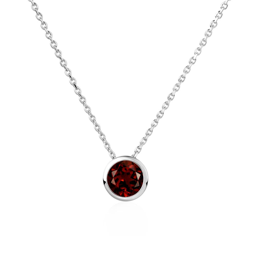 Garnet Bezel Solitaire Necklace - LUO Jewelry #metal_14k white gold