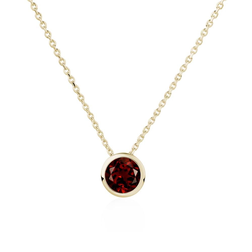 Garnet Bezel Solitaire Necklace - LUO Jewelry #metal_14k yellow gold