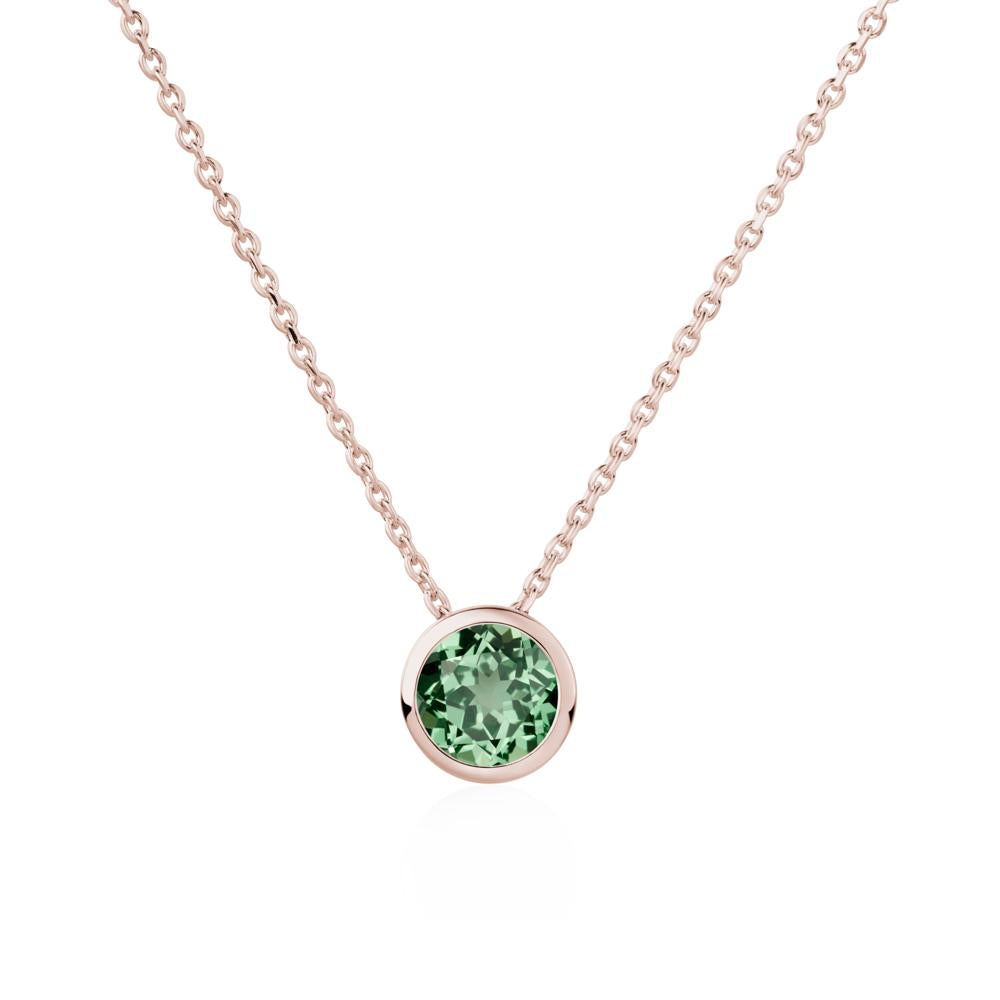 Green Sapphire Bezel Solitaire Necklace - LUO Jewelry #metal_14k rose gold