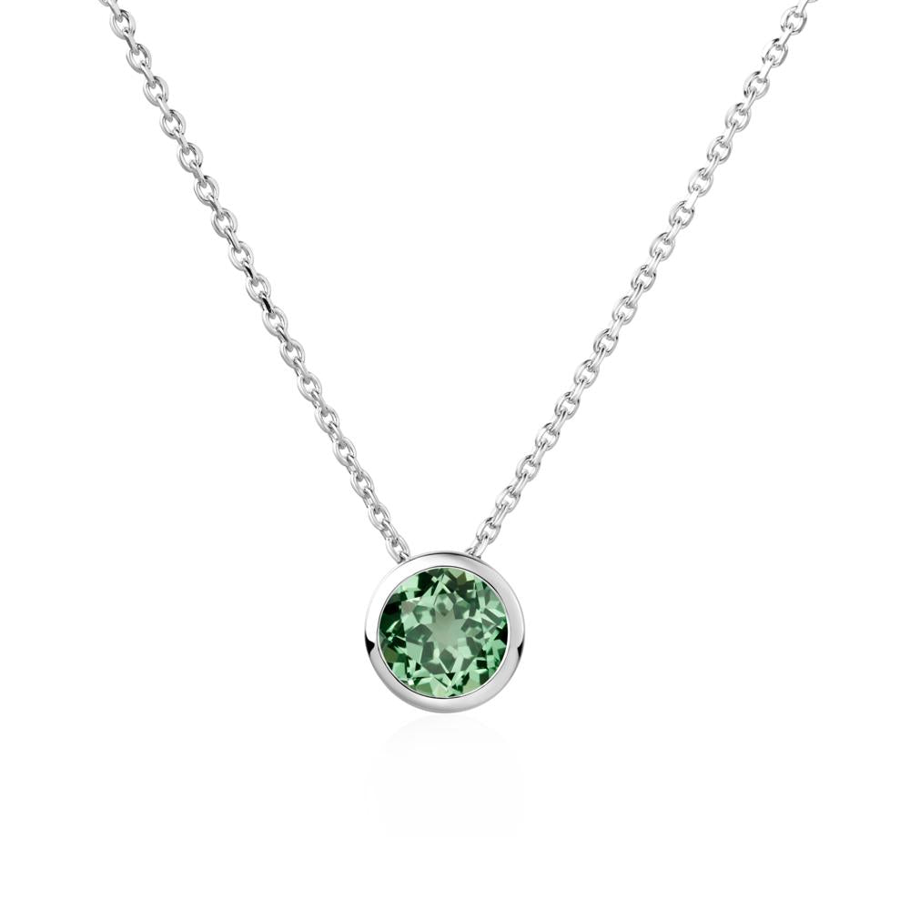 Green Sapphire Bezel Solitaire Necklace - LUO Jewelry #metal_14k white gold