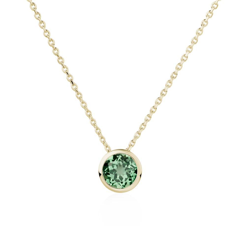 Green Sapphire Bezel Solitaire Necklace - LUO Jewelry #metal_14k yellow gold