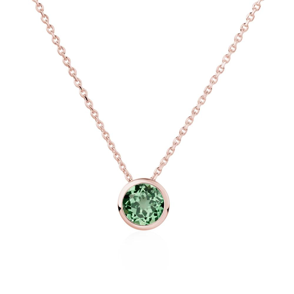 Green Sapphire Bezel Solitaire Necklace - LUO Jewelry #metal_18k rose gold