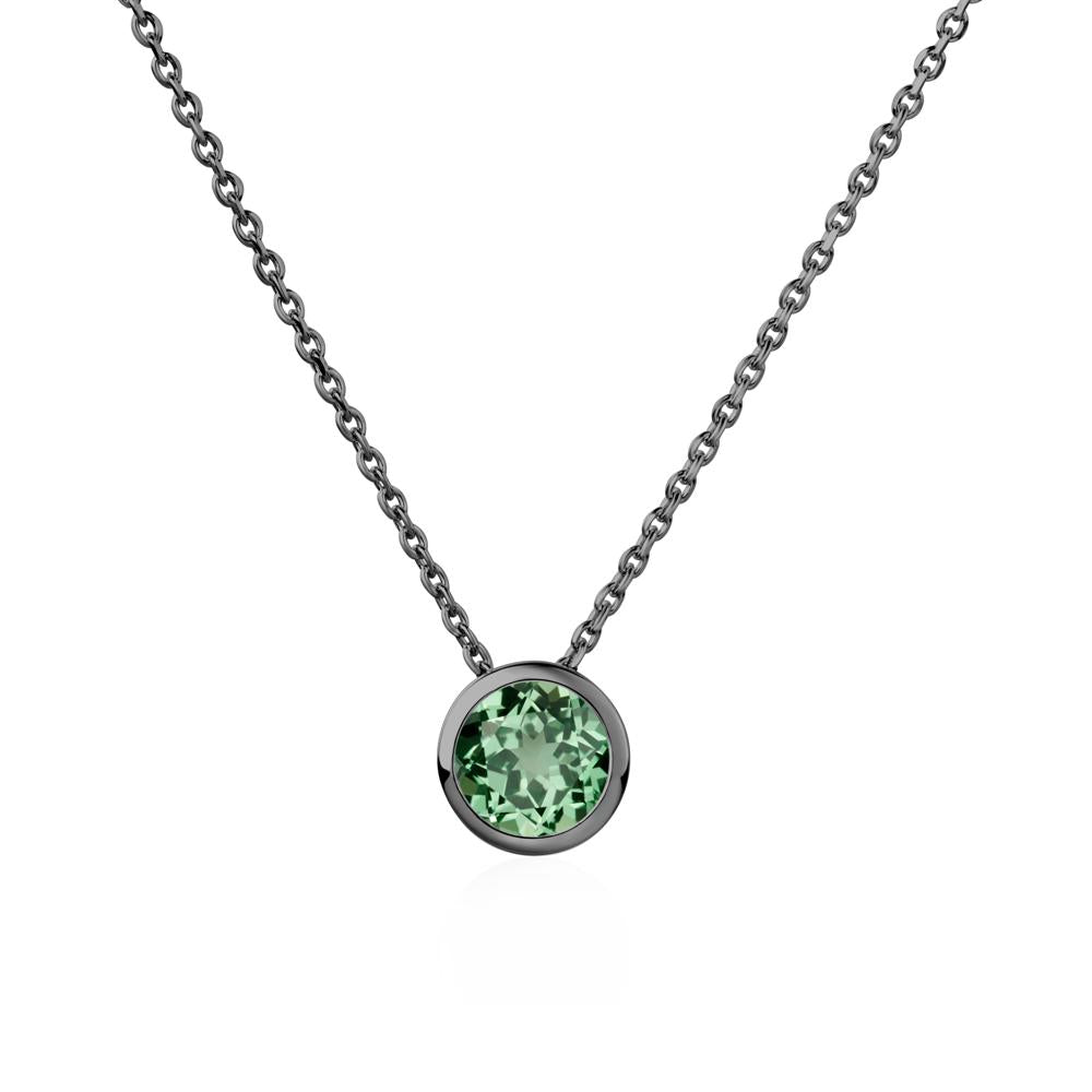 Green Sapphire Bezel Solitaire Necklace - LUO Jewelry #metal_black finish sterling silver