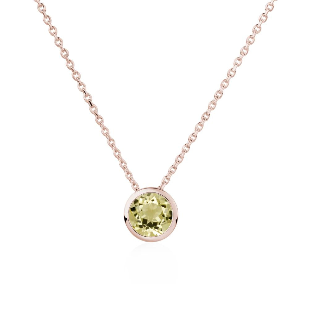 Lemon Quartz Bezel Solitaire Necklace - LUO Jewelry #metal_14k rose gold